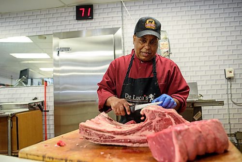 JESSE BOILY  / WINNIPEG FREE PRESS
Yonas Beka, a butcher at De Lucas Speciality store, prepares meat for sale on Tuesday. According to StatsCanada beef prices are increasing across Manitoba and the country. Tuesday, July 7, 2020.
Reporter: Temur Durrani