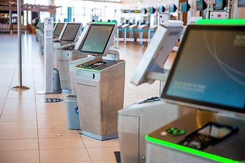 MIKAELA MACKENZIE / WINNIPEG FREE PRESS

Only every second touch screen kiosk is turned on, and they are frequently wiped down, at the Winnipeg James Armstrong Richardson International Airport in Winnipeg on Wednesday, July 8, 2020. For Ben Waldman story.
Winnipeg Free Press 2020.