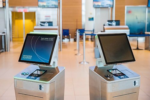 MIKAELA MACKENZIE / WINNIPEG FREE PRESS

Only every second touch screen kiosk is turned on, and they are frequently wiped down, at the Winnipeg James Armstrong Richardson International Airport in Winnipeg on Wednesday, July 8, 2020. For Ben Waldman story.
Winnipeg Free Press 2020.