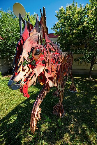 MIKE DEAL / WINNIPEG FREE PRESS
The sculpture garden at 219 Provencher Blvd. which has the piece by Joseph Fafard called Entre chien et loud (2011).
See Brenda Suderman Sunday special 
200708 - Wednesday, July 08, 2020.