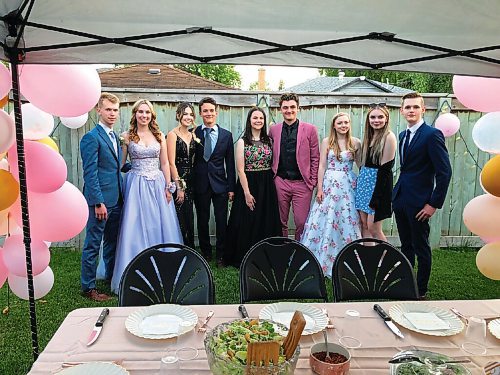 Canstar Community News (From left) Miles Macdonell Collegiate grads Eric Wall, Taryn Mendella, Tessa McLeod, Reid Sierhuis, Talia Krishka, Zachary Hamonic, Grace Greenhow, Kate Clement and Nathan Burr got to have their own graduation dinner July 7 thanks to the efforts of Tessa McLeod and the McLeod and Sierhuis families.