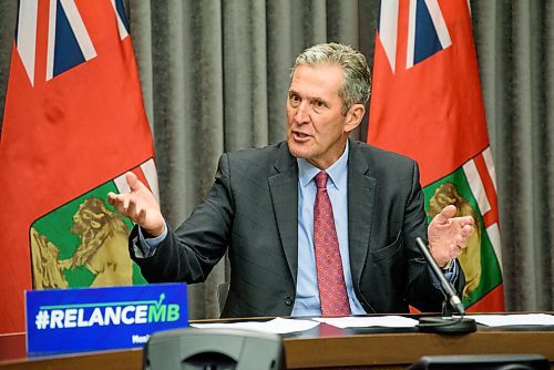 JESSE BOILY  / WINNIPEG FREE PRESS
Premier Brian Pallister spoke with media after his trip to Ontario at the Legislative building on Tuesday. Tuesday, July 14, 2020.
Reporter: