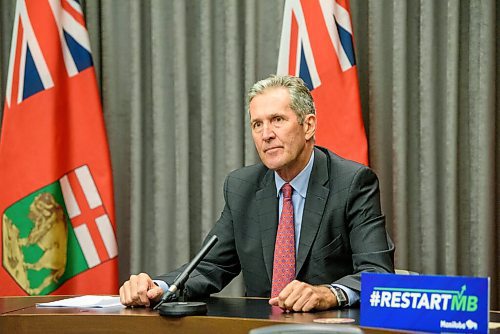 JESSE BOILY  / WINNIPEG FREE PRESS
Premier Brian Pallister spoke with media after his trip to Ontario at the Legislative building on Tuesday. Tuesday, July 14, 2020.
Reporter: