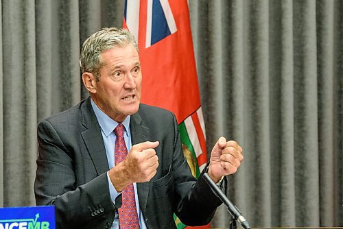 JESSE BOILY  / WINNIPEG FREE PRESS
Premier Brian Pallister spoke with media after his trip to Ontario at the Legislative building on Tuesday. Tuesday, July 14, 2020.
Reporter: