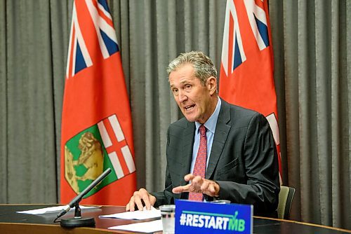 JESSE BOILY  / WINNIPEG FREE PRESS
Premier Brian Pallister spoke with media after his trip to Ontario at the Legislative building on Tuesday. Tuesday, July 14, 2020.
Reporter: