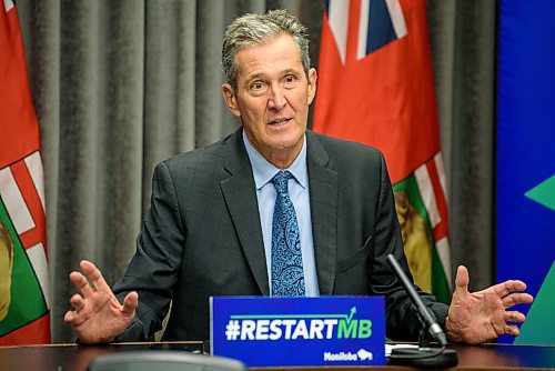 JESSE BOILY  / WINNIPEG FREE PRESS
Premier Brian Pallister speaks at a press conference at the Legislative building on Wednesday. Wednesday, July 15, 2020.
Reporter: