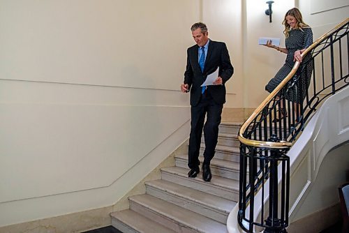 JESSE BOILY  / WINNIPEG FREE PRESS
Premier Brian Pallister heads to a press conference at the Legislative building on Wednesday. Wednesday, July 15, 2020.
Reporter: