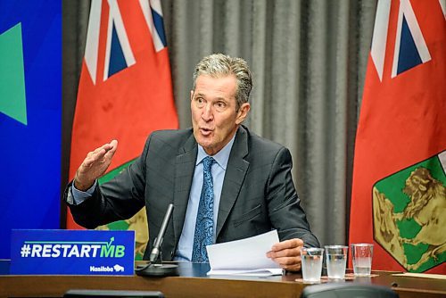 JESSE BOILY  / WINNIPEG FREE PRESS
Premier Brian Pallister speaks at a press conference at the Legislative building on Wednesday. Wednesday, July 15, 2020.
Reporter: