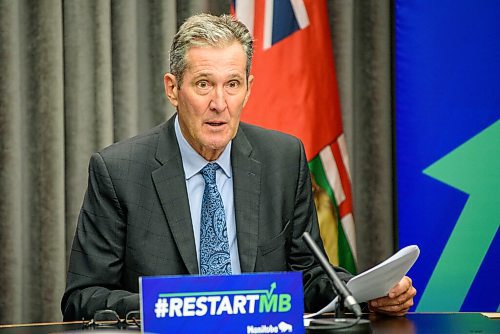 JESSE BOILY  / WINNIPEG FREE PRESS
Premier Brian Pallister speaks at a press conference at the Legislative building on Wednesday. Wednesday, July 15, 2020.
Reporter: