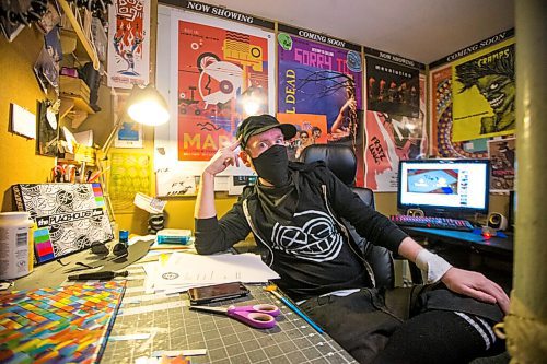 MIKAELA MACKENZIE / WINNIPEG FREE PRESS

JD Renaud poses for a portrait with some of the five things that are getting him through this pandemic (posters and canvases, random letters, and iPod touch) in his home in Winnipeg on Wednesday, July 15, 2020. 
Winnipeg Free Press 2020.