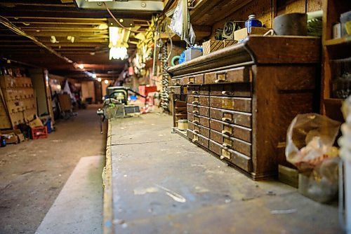 JESSE BOILY  / WINNIPEG FREE PRESS
A work bench in the basement of Roxy Lanes bowling alley on Wednesday. The couple has owned the bowling alley for 11 years. The building being over 90 years old has become a museum of days past in the building that once was a theatre. The basement is full of artifacts from the past. Wednesday, July 15, 2020.
Reporter: Dave Sanderson