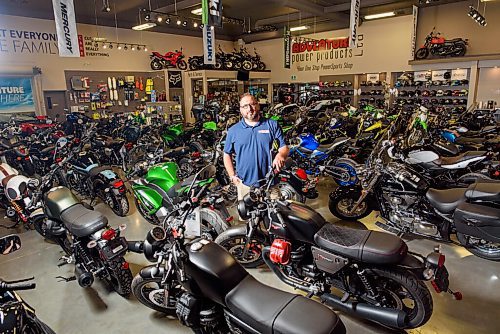 JESSE BOILY  / WINNIPEG FREE PRESS
Derek Roth, owner of Adventure Power Products, stands among his motorcycles at his store in Ile de Chenes on Thursday. Roth has seen an increase in motorcycle sales at his store during the pandemic. Thursday, July 16, 2020.
Reporter: Kellen