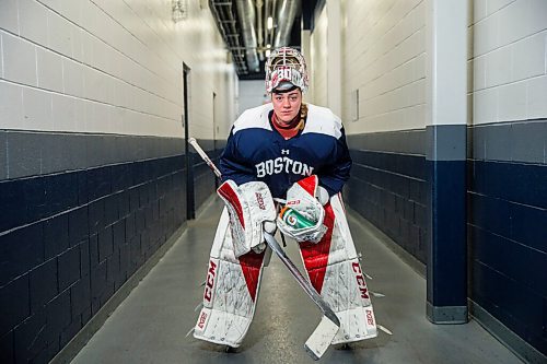 MIKAELA MACKENZIE / WINNIPEG FREE PRESS

Corinne Schroeder, Boston University goaltender, poses for a portrait at the Bell MTS Iceplex in Winnipeg on Friday, July 17, 2020. Her career is on hold as the pandemic threatens to wipe out the NCAA hockey season. For Mike Sawatzky story.
Winnipeg Free Press 2020.