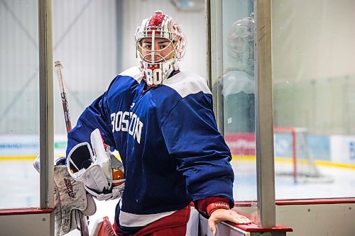 MIKAELA MACKENZIE / WINNIPEG FREE PRESS

Corinne Schroeder, Boston University goaltender, poses for a portrait at the Bell MTS Iceplex in Winnipeg on Friday, July 17, 2020. Her career is on hold as the pandemic threatens to wipe out the NCAA hockey season. For Mike Sawatzky story.
Winnipeg Free Press 2020.