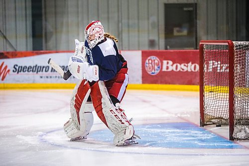 MIKAELA MACKENZIE / WINNIPEG FREE PRESS

Corinne Schroeder, Boston University goaltender, practices at the Bell MTS Iceplex in Winnipeg on Friday, July 17, 2020. Her career is on hold as the pandemic threatens to wipe out the NCAA hockey season. For Mike Sawatzky story.
Winnipeg Free Press 2020.