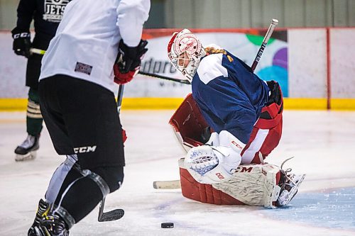 MIKAELA MACKENZIE / WINNIPEG FREE PRESS

Corinne Schroeder, Boston University goaltender, practices at the Bell MTS Iceplex in Winnipeg on Friday, July 17, 2020. Her career is on hold as the pandemic threatens to wipe out the NCAA hockey season. For Mike Sawatzky story.
Winnipeg Free Press 2020.