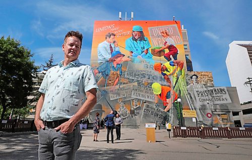 RUTH BONNEVILLE / WINNIPEG FREE PRESS

 
Local - Official Unveiling of Mural on Union Centre, 275 Broadway

Manitobas unions host an event to mark the completion of the mural on the Union Centre marking over 100 years of the labour movement in Manitoba.
Artist Charlie Johnston was commissioned by the Manitoba Federation of Labour to paint the mural.

Portrait of Charlie Johnston, mural artist, C5 Artworks.
    
July 20th, 2020