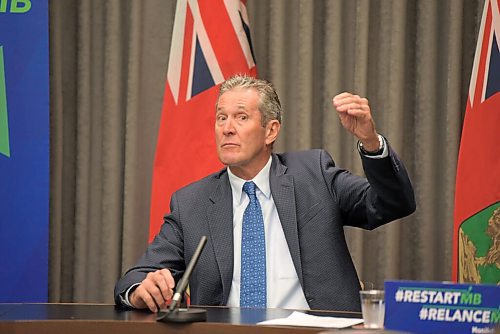 JESSE BOILY  / WINNIPEG FREE PRESS
Premier Brian Pallister speaks to media at the legislative building on Tuesday. The premier said that the province is getting ready to move intuits Phase 4 of reopening.  Tuesday, July 21, 2020.
Reporter: