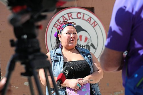 RUTH BONNEVILLE / WINNIPEG FREE PRESS

Local - Bear Clan Presser 

Shaneen Robinson-Desjarlais, Chairperson, Board of Directors-Bear Clan Patrol, talks to the media about the funding announcement today by Daniel Vandal, Minister of Northern Affairs, outside 563 Selkirk Avenue on Tuesday. Shaneen Robinson-Desjarlais who was in media for many years was recently appointed to her new position with the Bear Clan.   

See story for details. 
    
July 21th, 2020