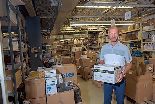 JESSE BOILY  / WINNIPEG FREE PRESS
Gerald Diamond, owner of Diamond Athletics Medical Supplies, shows products that teams from NHL and CFL are buying from his shop on Wednesday. Wednesday, July 22, 2020.
Reporter: Sawatzky