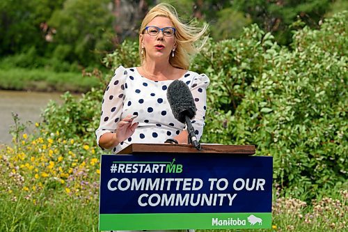 JESSE BOILY  / WINNIPEG FREE PRESS
Municipal Relations Minister Rochelle Squires  announced a 15 million dollar commitment to build up local infrastructures at the Lyndale Drive Park on Thursday. Among the projects is a 4.6 million stabilization plan along the river next to Lyndale Drive. Thursday, July 23, 2020.
Reporter: Sarah