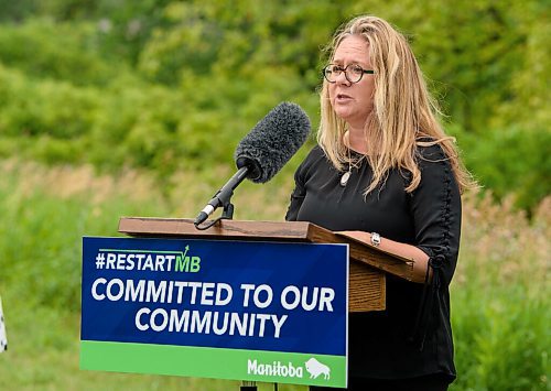 JESSE BOILY  / WINNIPEG FREE PRESS
Colleen Sklar, executive director of Winnipeg Metropolitan Region Municipal Relations,  announced a 15 million dollar commitment to build up local infrastructures at the Lyndale Drive Park on Thursday. Among the projects is a 4.6 million stabilization plan along the river next to Lyndale Drive.
Reporter: Sarah