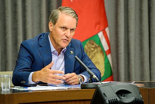 JESSE BOILY  / WINNIPEG FREE PRESS
Seniors and Active Living Minister Cameron Friesen spoke to media on the latest COVID-19 updates at the Legislative building on Thursday. Thursday, July 23, 2020.
Reporter: Danielle
