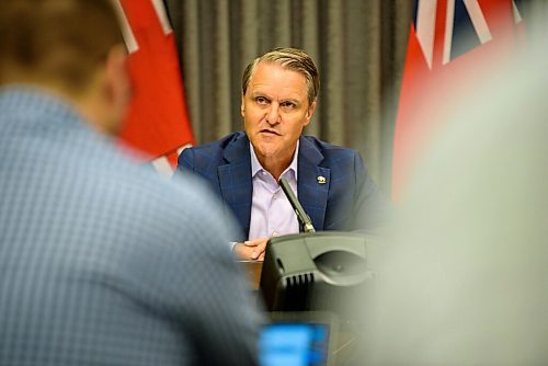 JESSE BOILY  / WINNIPEG FREE PRESS
Seniors and Active Living Minister Cameron Friesen spoke to media on the latest COVID-19 updates at the Legislative building on Thursday. Thursday, July 23, 2020.
Reporter: Danielle
