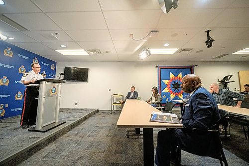 Mike Sudoma / Winnipeg Free Press
City Councillor, Markus Chambers, listens as Winnipeg Police Chief, Danny Smyth, comments on the 2019 Annual Statistics Report at a press event Friday morning at Police Headquarters downtown.
July 24, 2020