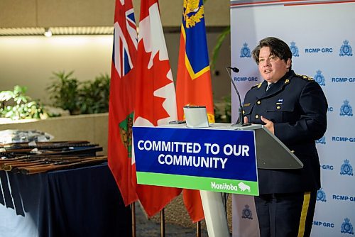 JESSE BOILY  / WINNIPEG FREE PRESS
Assistant Commissioner Jane MacLatchy speaks to media on recent RCMP success in Manitoba at the RCMP D Division Headquarters on Monday. Monday, July 27, 2020.
Reporter: Gabby