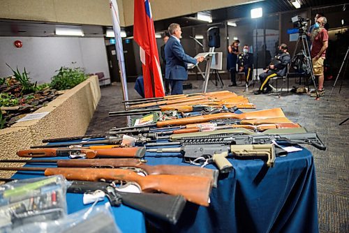 JESSE BOILY  / WINNIPEG FREE PRESS
Guns that the RCMP have confiscated on display at the RCMP D Division Headquarters on Monday. Monday, July 27, 2020.
Reporter: Gabby