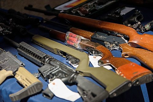 JESSE BOILY  / WINNIPEG FREE PRESS
Guns that the RCMP have confiscated on display at the RCMP D Division Headquarters on Monday. Monday, July 27, 2020.
Reporter: Gabby