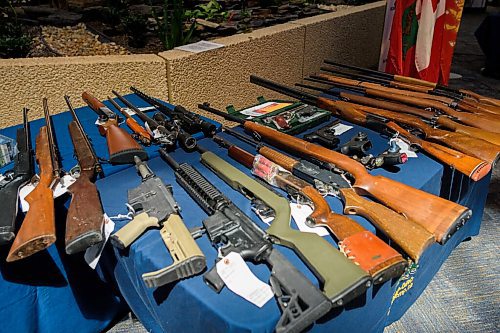 JESSE BOILY  / WINNIPEG FREE PRESS
Guns that the RCMP have confiscated on display at the RCMP D Division Headquarters on Monday. Monday, July 27, 2020.
Reporter: Gabby