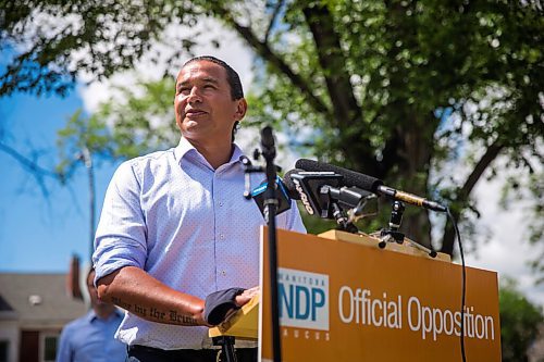 MIKAELA MACKENZIE / WINNIPEG FREE PRESS

NDP leader Wab Kinew speaks to media about an alternative plan for Manitoba schools in Winnipeg on Tuesday, July 28, 2020. For Maggie Macintosh story.
Winnipeg Free Press 2020.