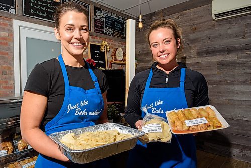 JESSE BOILY  / WINNIPEG FREE PRESS
Samantha Demchuk, right, and Amy Teres show some of the food available at Sevalas in Transconca on Tuesday. Tuesday, July 28, 2020.
Reporter: Alison