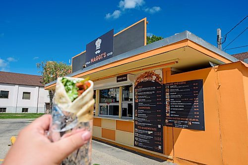 JESSE BOILY  / WINNIPEG FREE PRESS
A Falafel wrap outside Maggis in Transconca on Tuesday. Tuesday, July 28, 2020.
Reporter: Alison