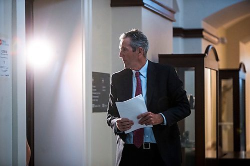 MIKAELA MACKENZIE / WINNIPEG FREE PRESS

Premier Brian Pallister walks out after speaking to the media about the Risk Recognition Program at the Manitoba Legislative Building in Winnipeg on Wednesday, July 29, 2020. For Larry Kusch story.
Winnipeg Free Press 2020.