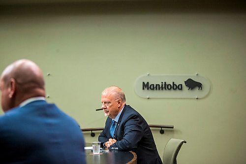 MIKAELA MACKENZIE / WINNIPEG FREE PRESS

Education minister Kelvin Goertzen (right) and Brent Roussin, chief provincial public health officer, speak to the media about the fall back-to-school plan at the Manitoba Legislative Building in Winnipeg on Thursday, July 30, 2020. For Maggie (and Larry?) story.
Winnipeg Free Press 2020.