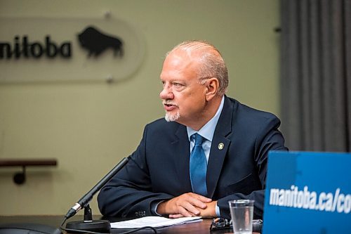 MIKAELA MACKENZIE / WINNIPEG FREE PRESS

Education minister Kelvin Goertzen speaks to the media about the fall back-to-school plan at the Manitoba Legislative Building in Winnipeg on Thursday, July 30, 2020. For Maggie (and Larry?) story.
Winnipeg Free Press 2020.