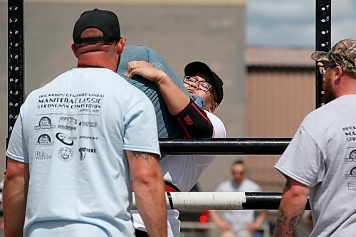JOHN WOODS / WINNIPEG FREE PRESS
Jan Bal-ot competes in the Loading Race at the third annual Manitoba Classic Strongman Competition at Brickhouse Gym in Winnipeg Sunday, August 2, 2020. Competitors competed in the Yoke - Farmers Medley, Log Clean and Press, Loading Race, Axle Deadlift and the Tire Flip. Proceeds were donated to Little Warriors childrens charity.

Reporter: Standup