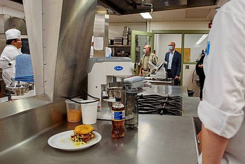 JESSE BOILY  / WINNIPEG FREE PRESS
Ralph Eichler, Minister of Economic Development and Training, left, and Fred Meier, president and CEO of RRC, see the new measures being taken at the Red River College on Wednesday. Wednesday, Aug. 5, 2020.
Reporter: Maggie