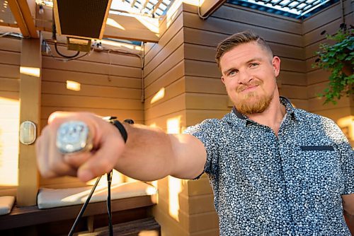 JESSE BOILY  / WINNIPEG FREE PRESS
Adam Bighill shows off their new Grey Cup ring at Confusion Corner Drinks & Food on Thursday. Thursday, Aug. 6, 2020.
Reporter: