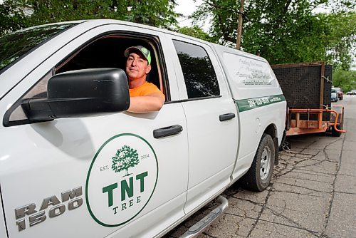 JESSE BOILY  / WINNIPEG FREE PRESS
Chris Olson, owner of TNT Tree Service Ltd., in his truck at customers homes on Friday. Friday, Aug. 7, 2020.
Reporter: Barbara Bowes