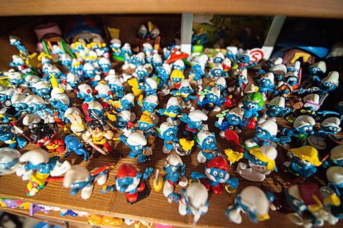Mike Sudoma / Winnipeg Free Press
A massive collection of Smurf figurines align one of the many shelves of FC figures in Nathan Finlaysons collection August 7, 2020