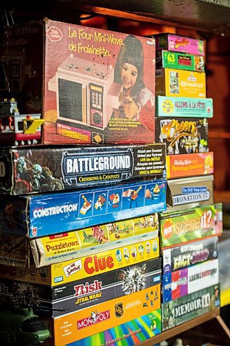 Mike Sudoma / Winnipeg Free Press
An original Easy Bake Oven sits atop a stack of boardgames in Nathan Finlaysons basement toy and memorabilia collection.
August 7, 2020