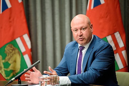 JESSE BOILY  / WINNIPEG FREE PRESS
Dr. Brent Roussin, chief provincial public health officer Health, gives an update on the COVID-19 response in the province at the Legislature building on Monday. Monday, Aug. 10, 2020.
Reporter: Larry