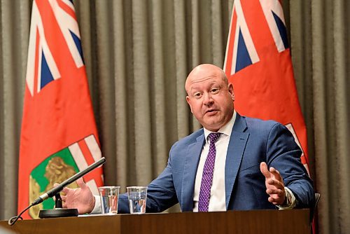 JESSE BOILY  / WINNIPEG FREE PRESS
Dr. Brent Roussin, chief provincial public health officer Health, gives an update on the COVID-19 response in the province at the Legislature building on Monday. Monday, Aug. 10, 2020.
Reporter: Larry