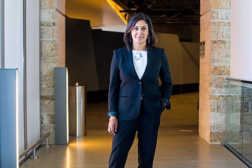 MIKAELA MACKENZIE / WINNIPEG FREE PRESS

The new CEO of the Canadian Museum for Human Rights, Isha Khan, poses for a portrait at the museum in Winnipeg on Monday, Aug. 10, 2020.
Winnipeg Free Press 2020.