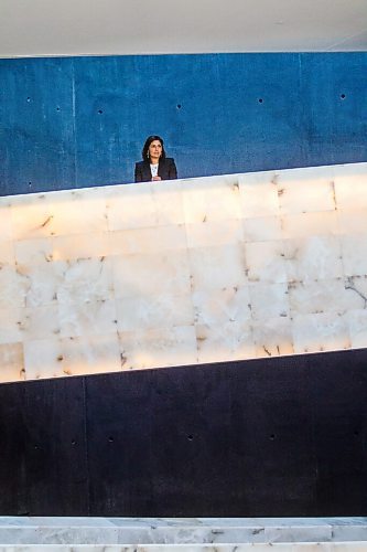 MIKAELA MACKENZIE / WINNIPEG FREE PRESS

The new CEO of the Canadian Museum for Human Rights, Isha Khan, poses for a portrait at the museum in Winnipeg on Monday, Aug. 10, 2020.
Winnipeg Free Press 2020.