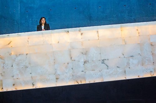 MIKAELA MACKENZIE / WINNIPEG FREE PRESS

The new CEO of the Canadian Museum for Human Rights, Isha Khan, poses for a portrait at the museum in Winnipeg on Monday, Aug. 10, 2020.
Winnipeg Free Press 2020.